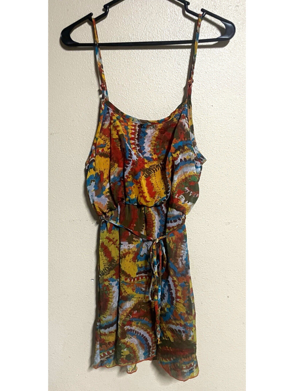 Poetry Clothing Slip Dress M Multicolor Abstract Chiffon Spaghetti Strap Mini